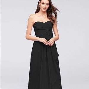 Strapless Crinkle Chiffon Dress with Cascade Skirt